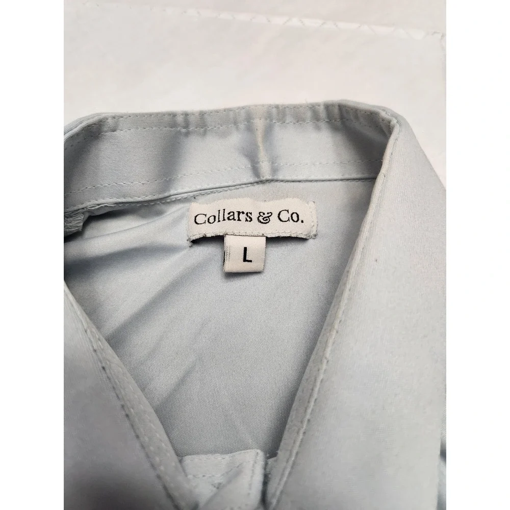 Collars & Co. Polo Shirt Mens Large Gray Dress Collar Polyester Lightweight